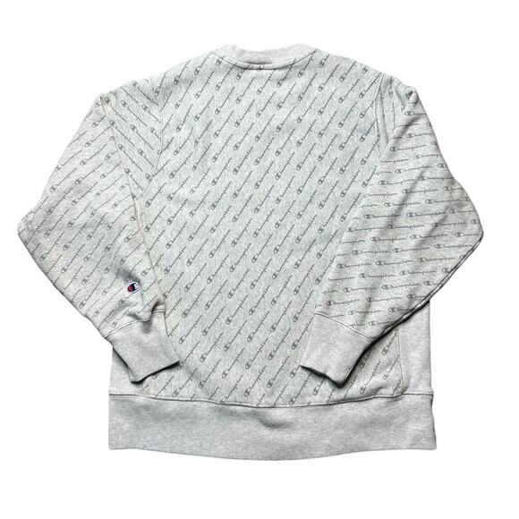 Champion Reverse Weave Gray All over spell out print Crewneck Size large - Picture 6 of 9